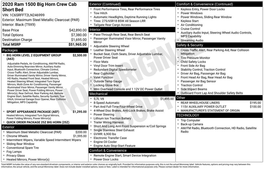 ram ram 1500 pickup 2020 1C6SRFFT2LN246999 image ram ram 1500 pickup 2020 1C6SRFFT2LN246999 image